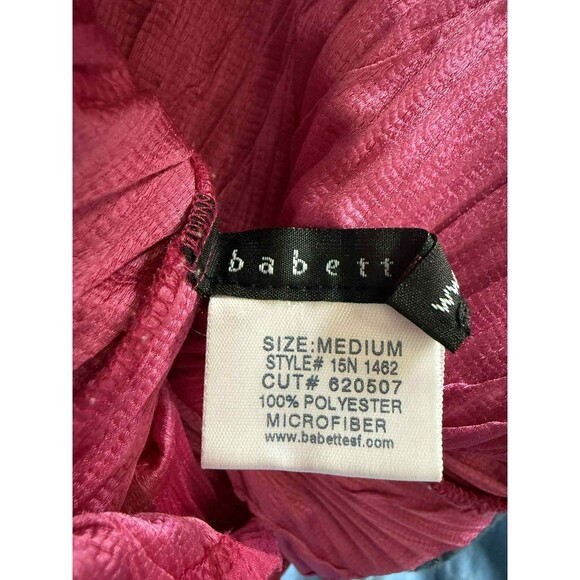 BABETTE SF Raspberry Pink Zig Zag Pleated Snap Front Blouse Top  Women's Medium - Picture 6 of 7